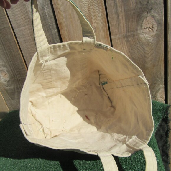 Vintage L.L. Bean Green Boat And Tote Canvas Bag LL Bean Freeport Maine Open Top - Picture 7 of 10